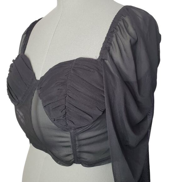 Boohoo La'Tecia Plus Mesh Long Sleeve Corset Top, Whimsigoth, Witchy - Picture 8 of 9